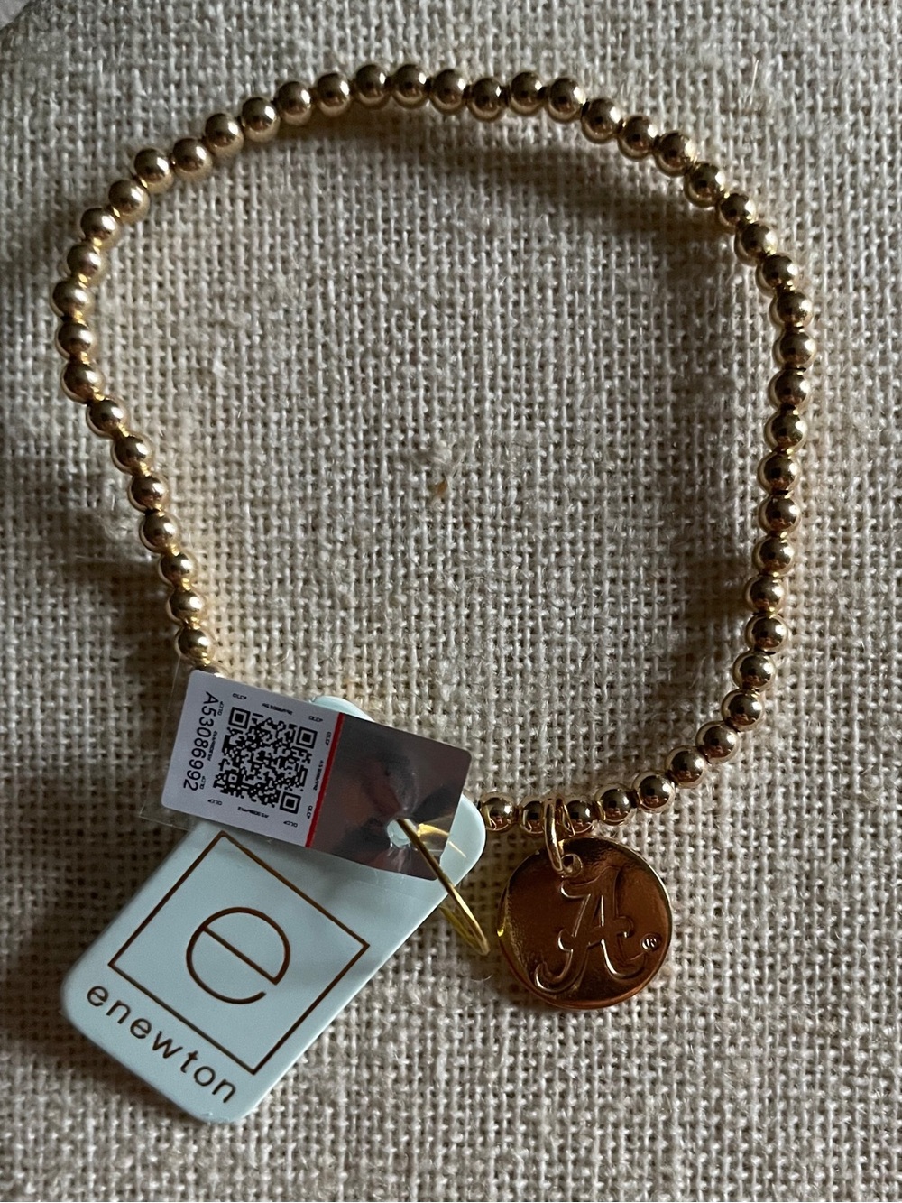 ENewton Gold Beaded 'A' Initial Charm Bracelet from the Collegiate Collection